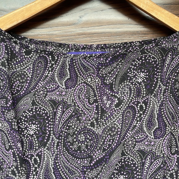 Miley Cyrus x Max Azaria paisley elastic waist dolman peplum purple black - Picture 4 of 8